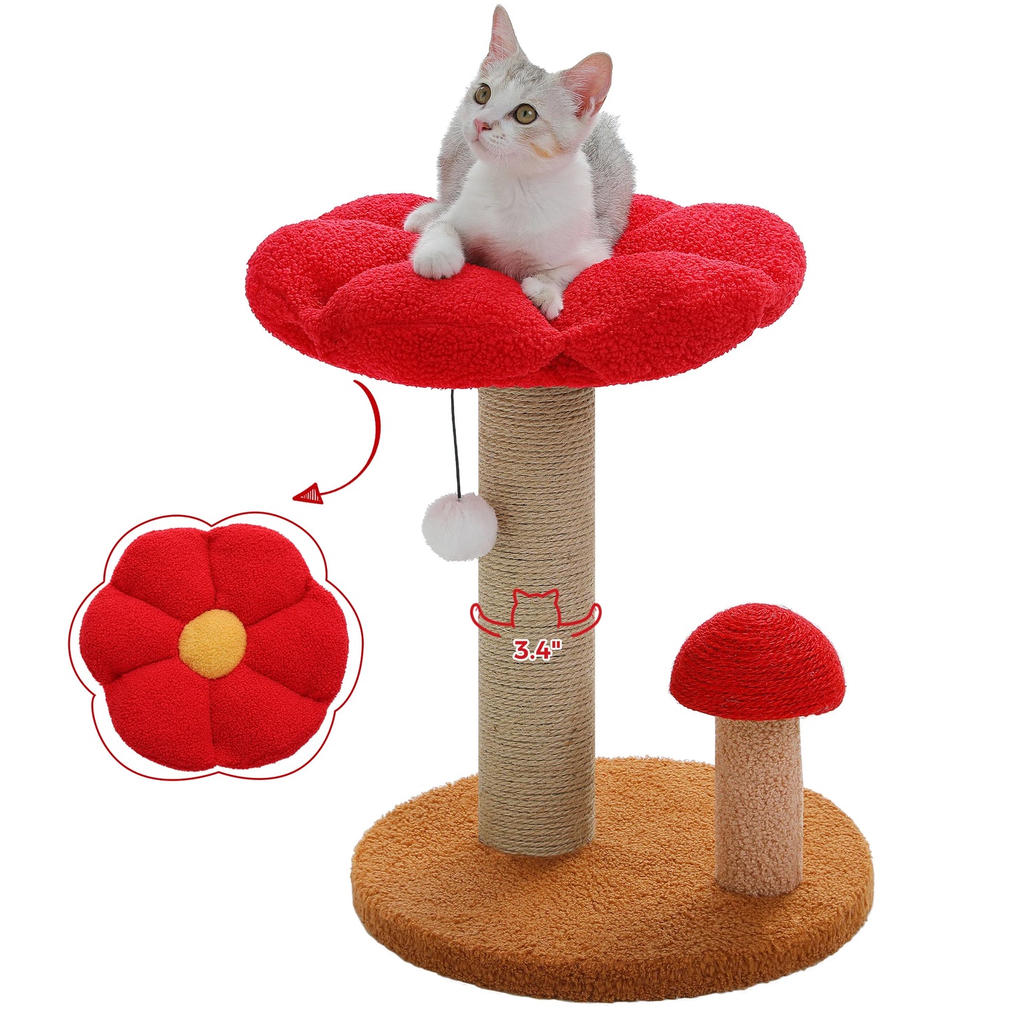 PAWZ Road Mushroom Cat Scratching Posts With Removable Flower Bed
