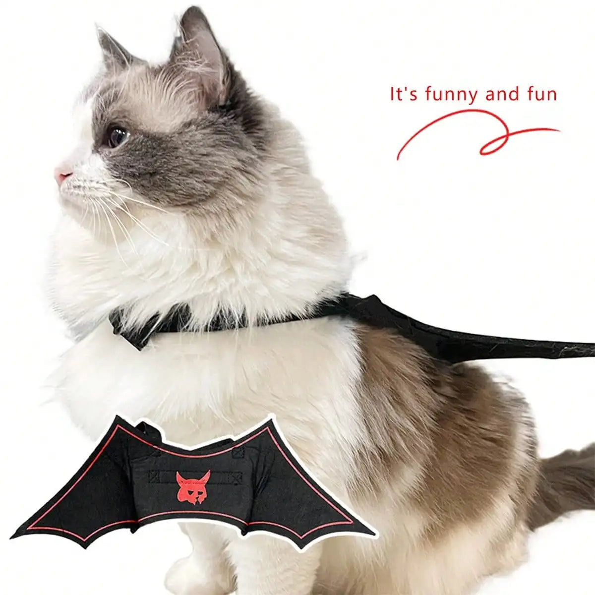Halloween Bat Wings Pet Costume With Funny Devil Print