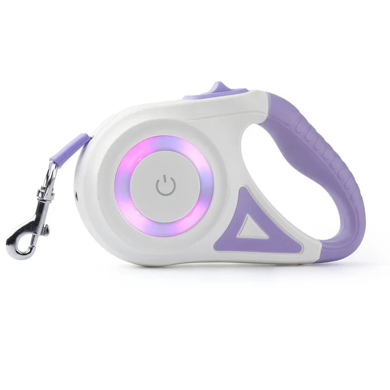 Automatic Retractable Nylon Dog Leash With LED Flashlight