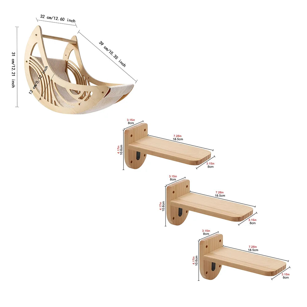 CWV Wall Mounted Cat Shelves Moon Star Hammock For Indoor Cats