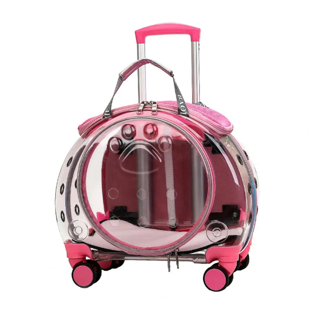 Portable Pet Trolley Case With Silent Wheels And Clear Ventilation
