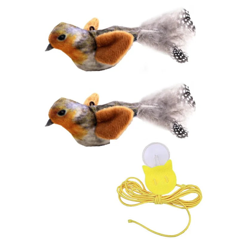 Wall Mounted Sound Activated Plush Bird Catnip Kitten Toy