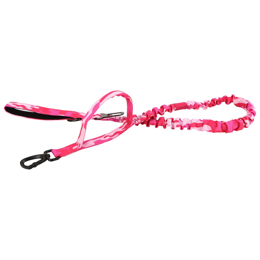 PETRAVELCN Military Dog Leash Quick Release Elastic Rope Dual Handle