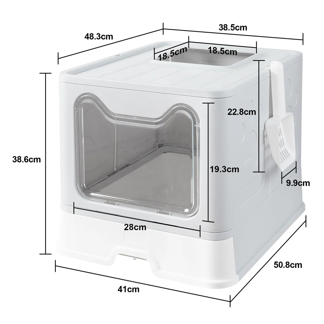 Foldable Portable Litter Box Enclosure With Fully Closed Scoop Drawer