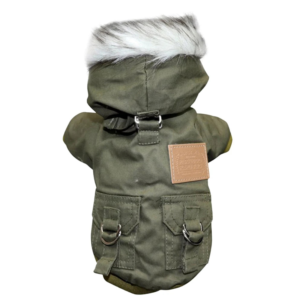Dog Jacket With Harness Winter Windproof Coat Hoodie Vest Outdoor
