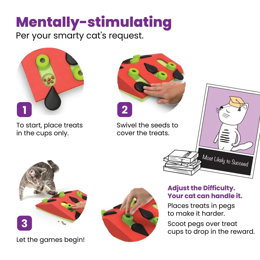 Nina Ottosson Melon Madness Puzzle Cat Toy Interactive Treat Dispenser