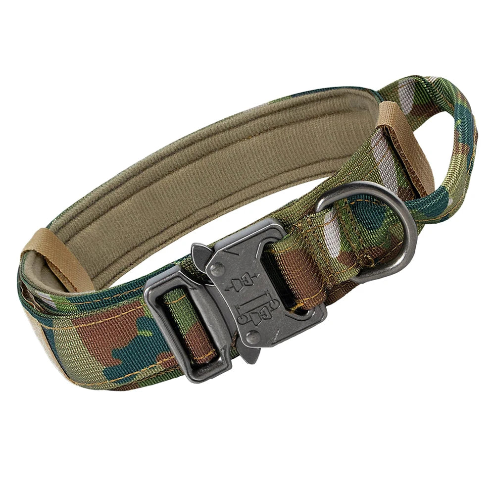 Heavy Duty Tactical Dog Collar With Handle Military Patch Training