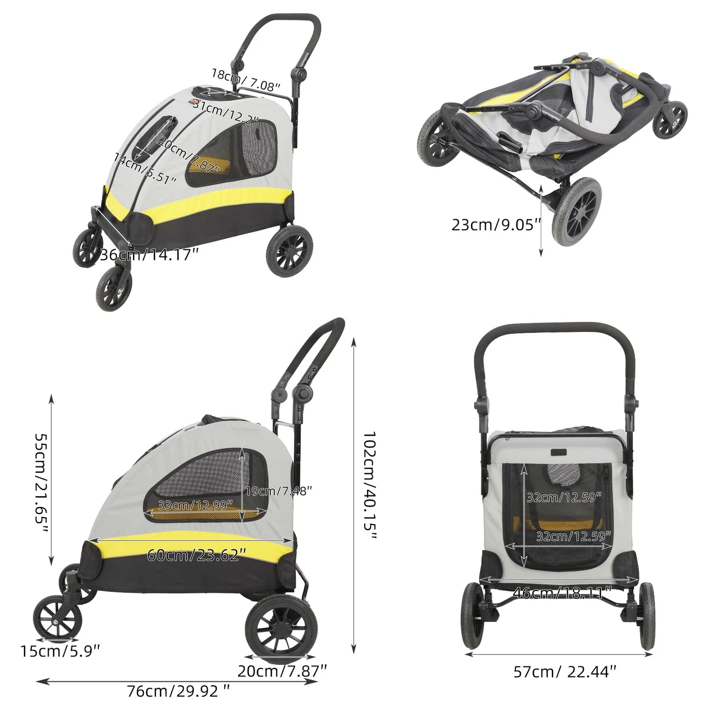Portable Stroller For Small Dogs And Cats With Folding Jogger