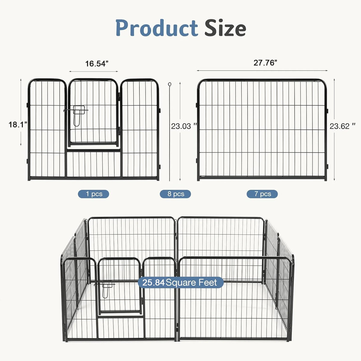 JHK Metal Foldable Dog Playpen For Indoor And Outdoor