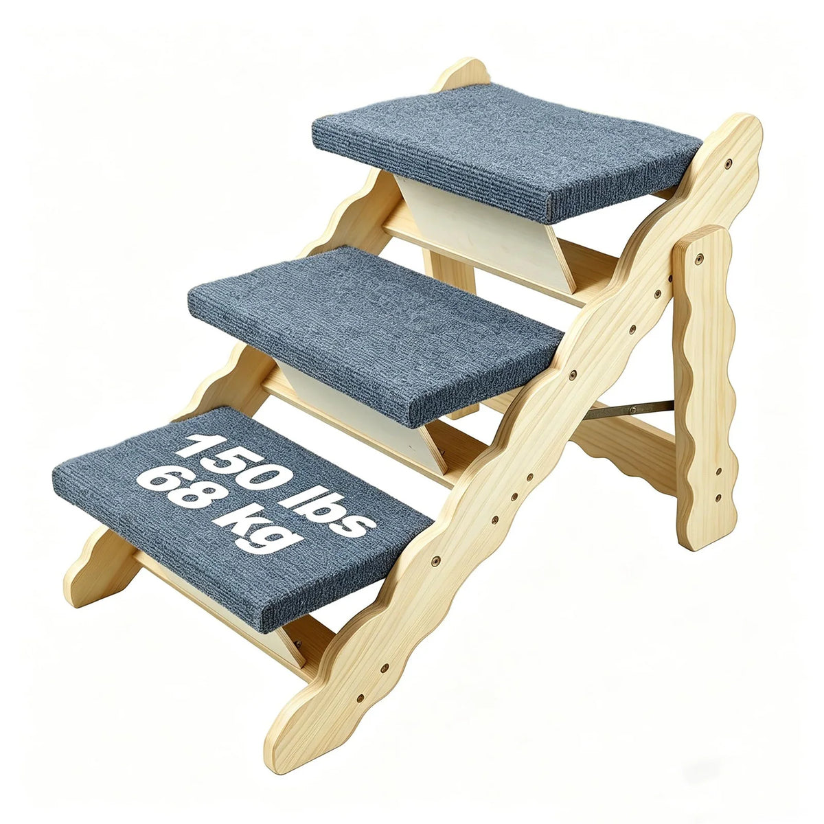 HiMISS Wooden Pet Stairs and Folding Dog Ramp for Beds