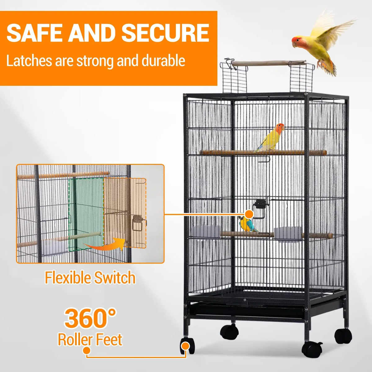 Studyset Small Bird Cage With Wheels And Top Stand Carrier