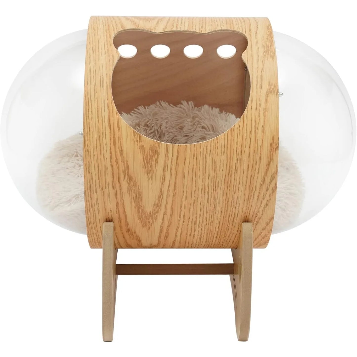 Luxury Cat Pod Bed Wooden Frame With Acrylic Dome Deluxe
