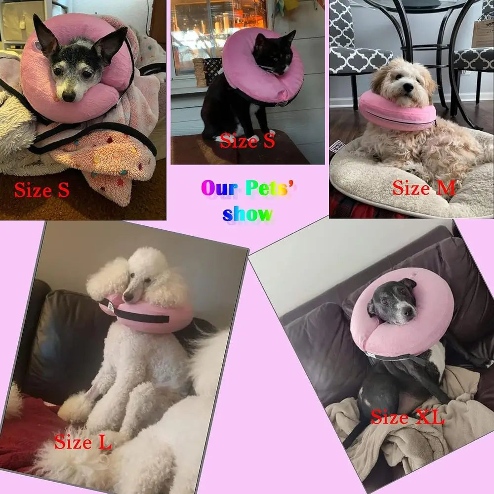 Inflatable Donut Recovery E-Collar, Adjustable for Small Medium Large Dogs and Cats