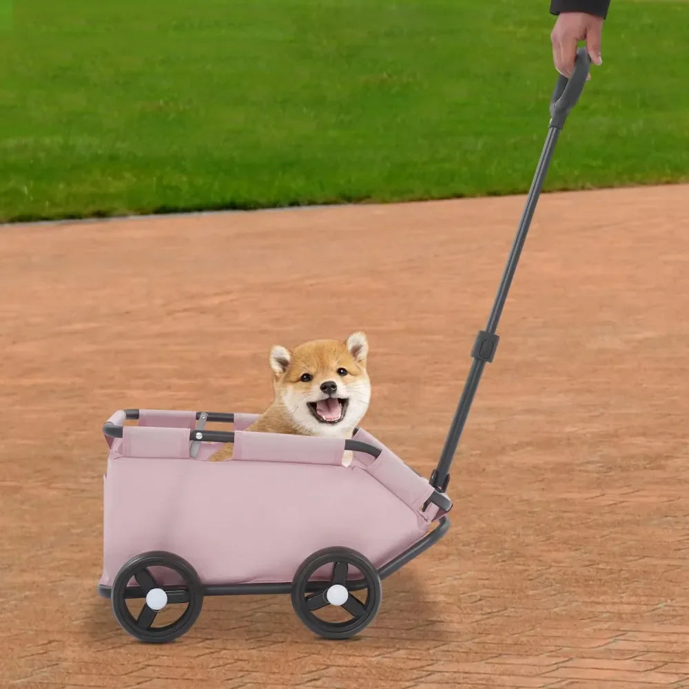 Folding Dog Cart Stroller With Four Wheels For Travel