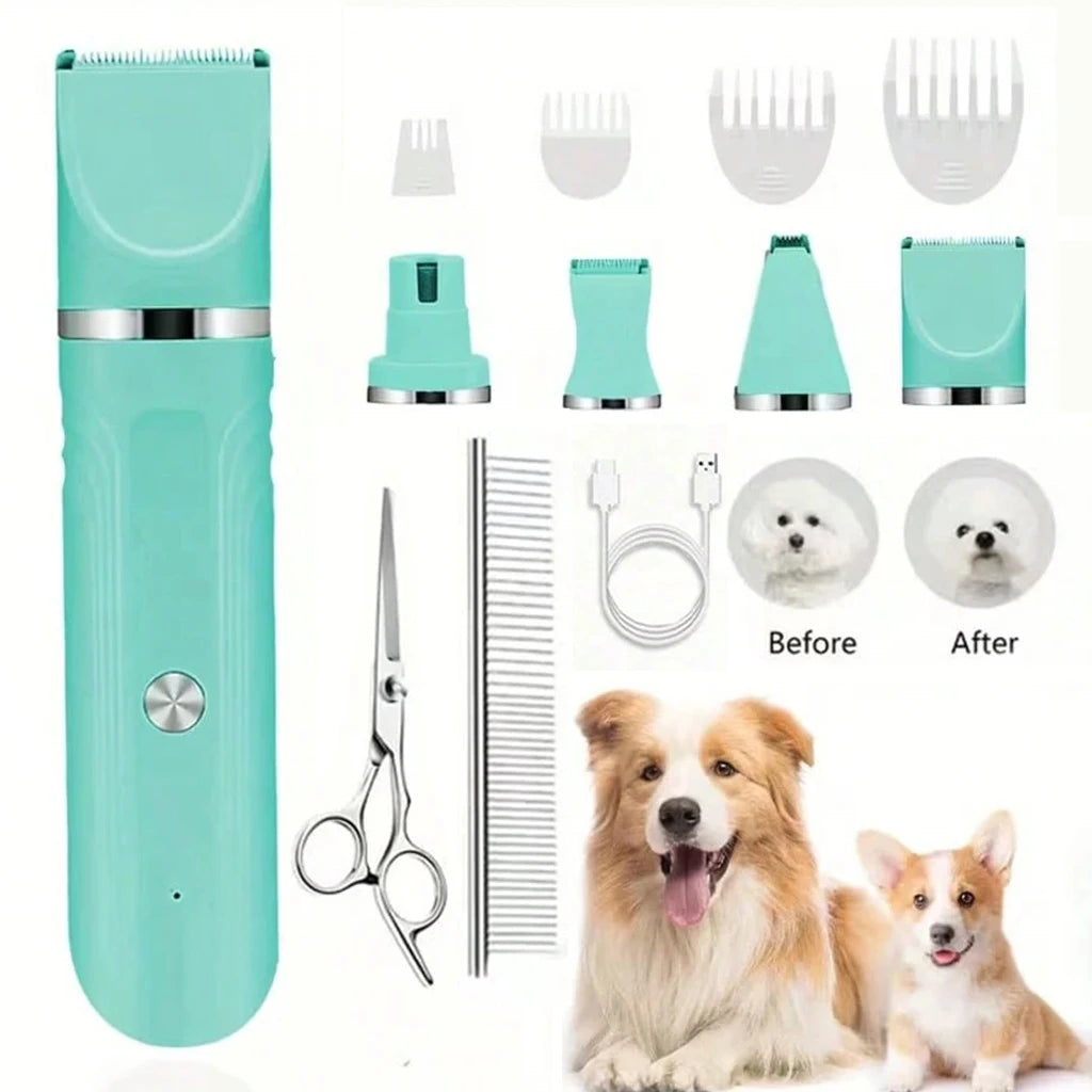 SHUYU 4 In 1 Rechargeable Pet Hair Clipper Grooming Kit