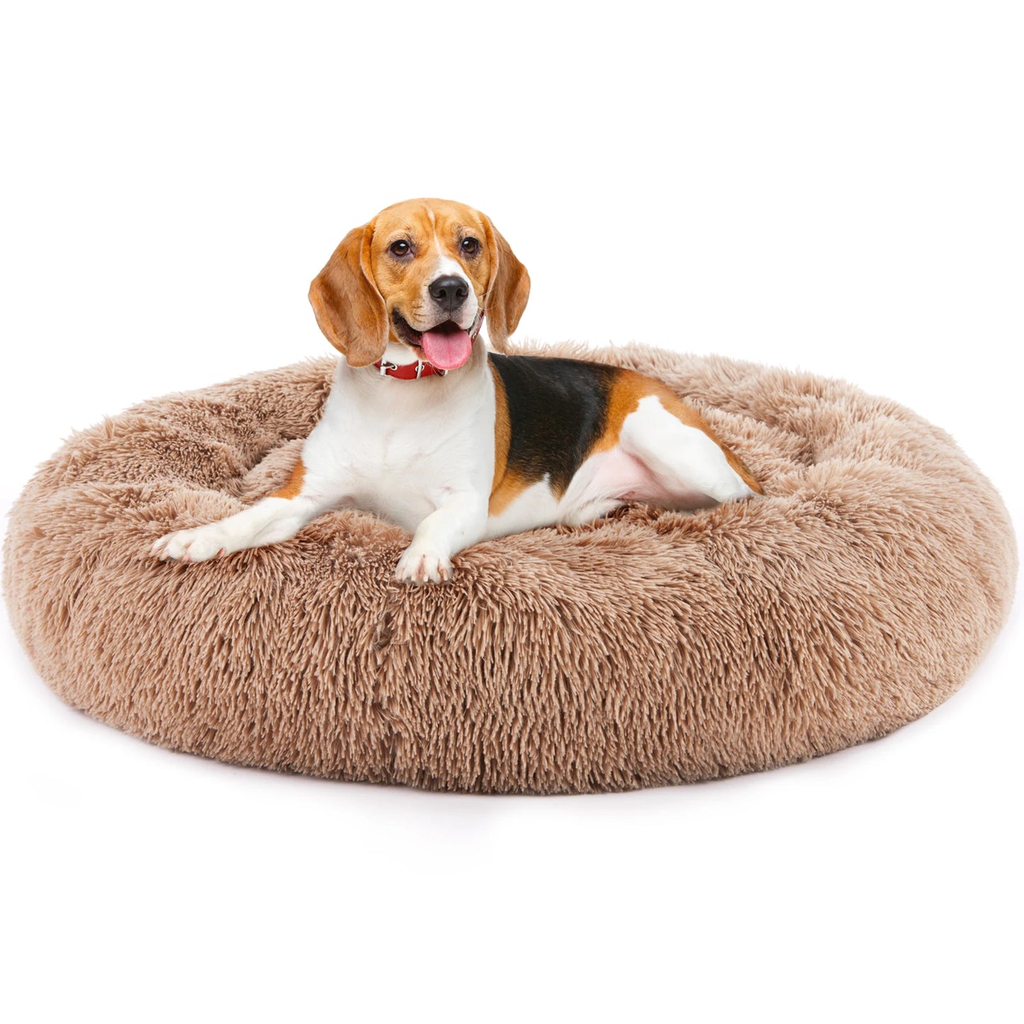 JHK Calming Dog Bed Plush Round Faux Fur For Comfort