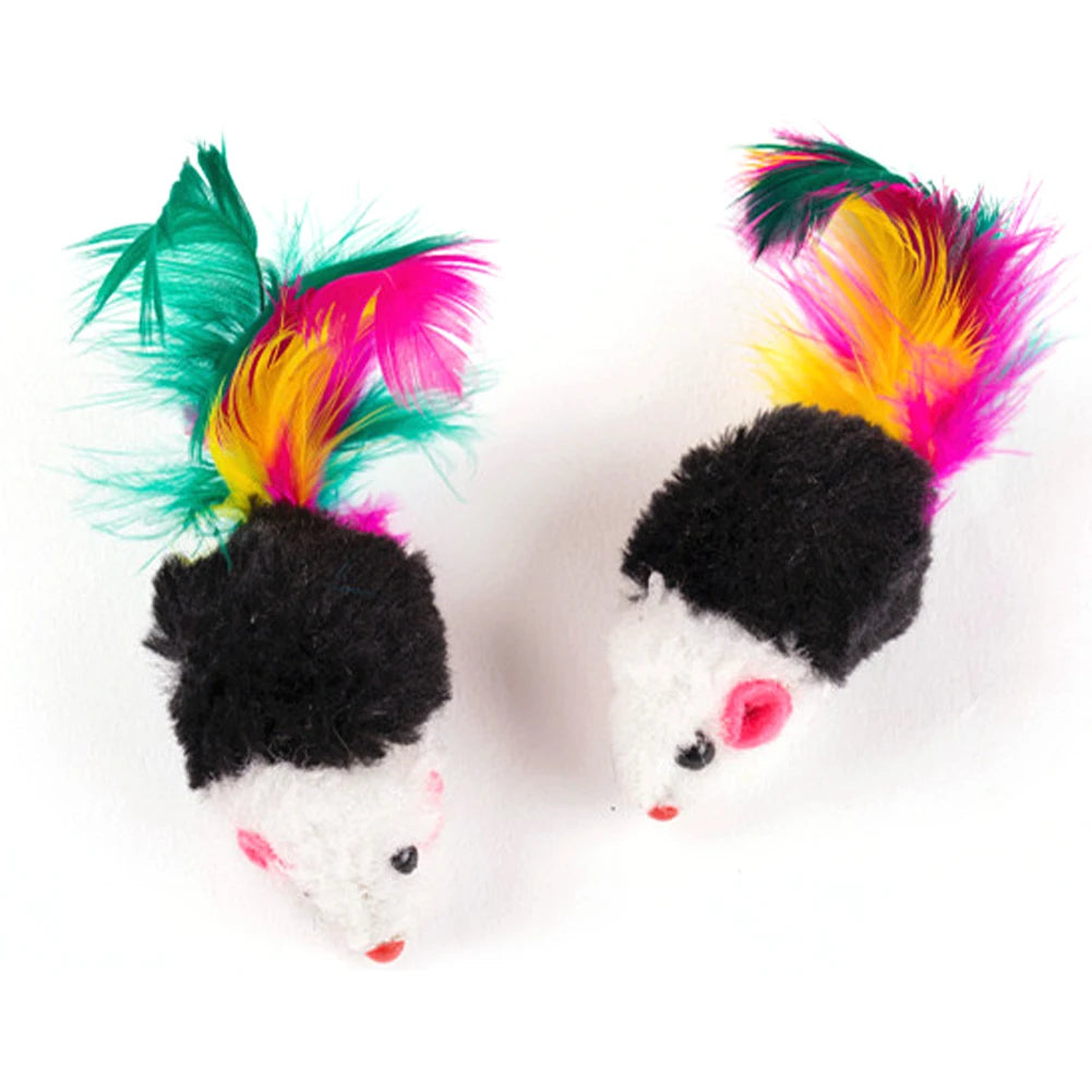 Shunmaii Cat Mouse Toys Feather Rattle Set for Indoor Cats