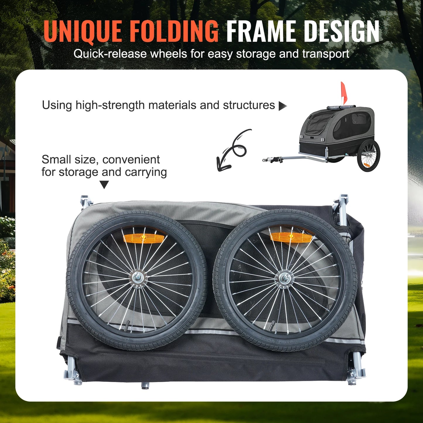 Dog Bike Trailer Pet Cart For Dogs Collapsible Carrier