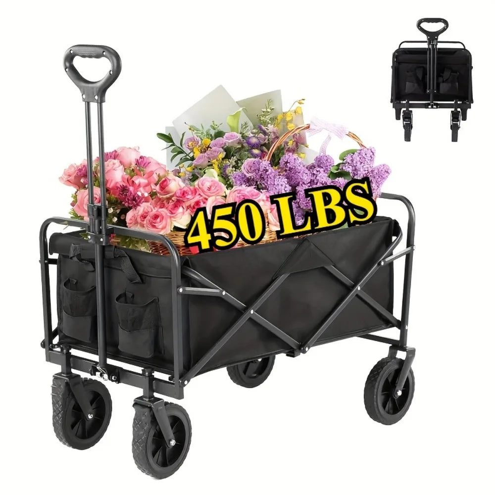 Heavy-Duty All-Terrain Folding Cart With Stainless Steel Frame