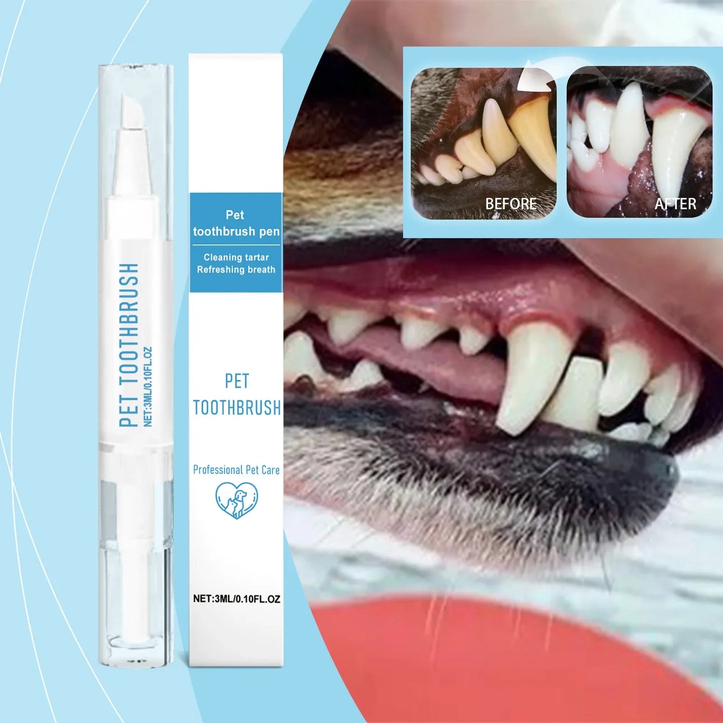Pet Toothbrush Pen All In One Teeth Cleaning With Toothpaste For Dogs And Cats
