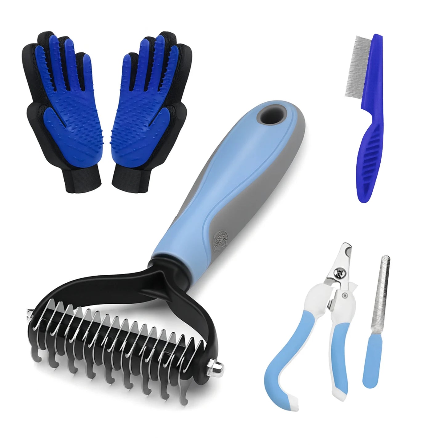 Dog And Cat Deshedding Brush And Massager Set For Pets