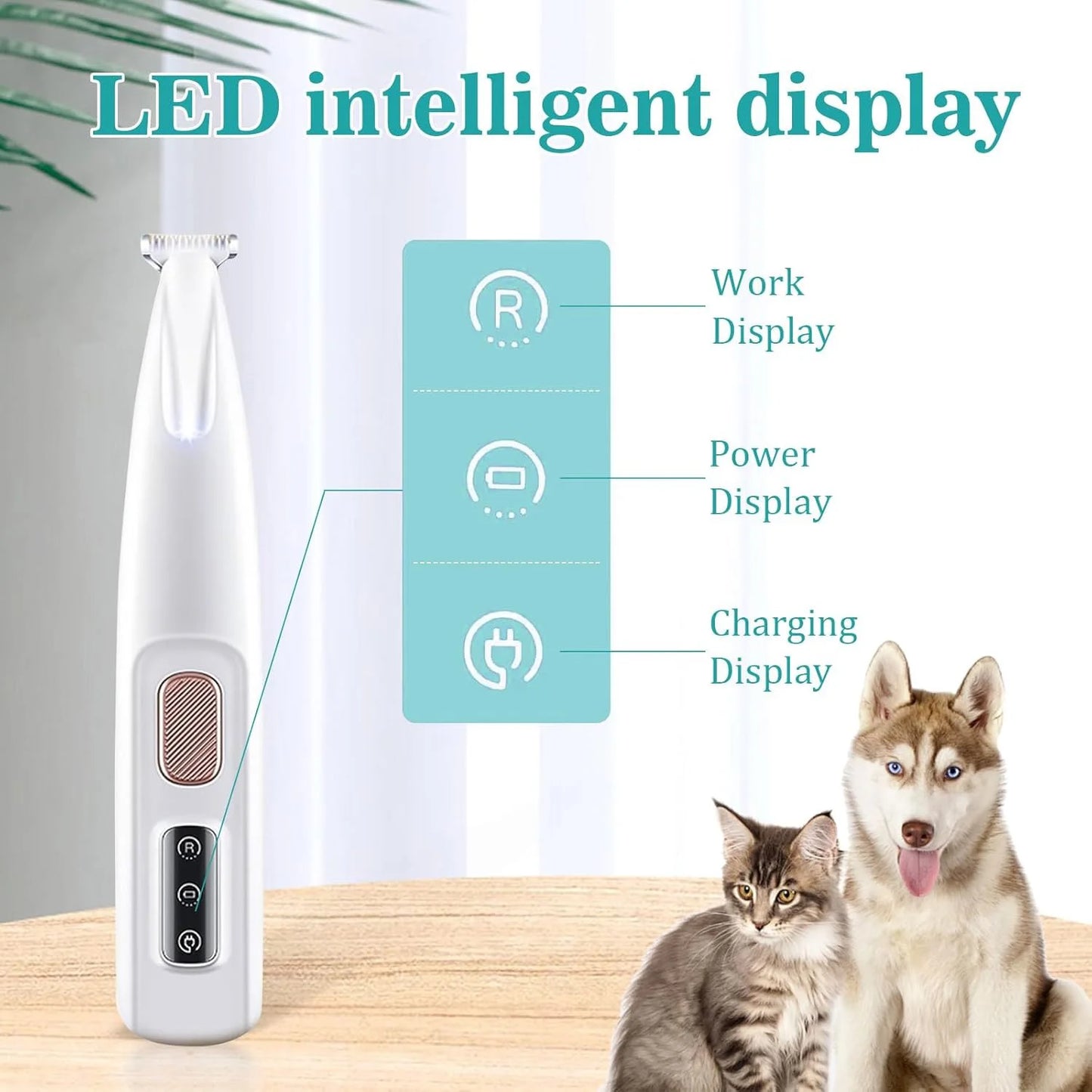 Cat Dog Paw Trimmer Rechargeable Grooming Clippers With LED Light