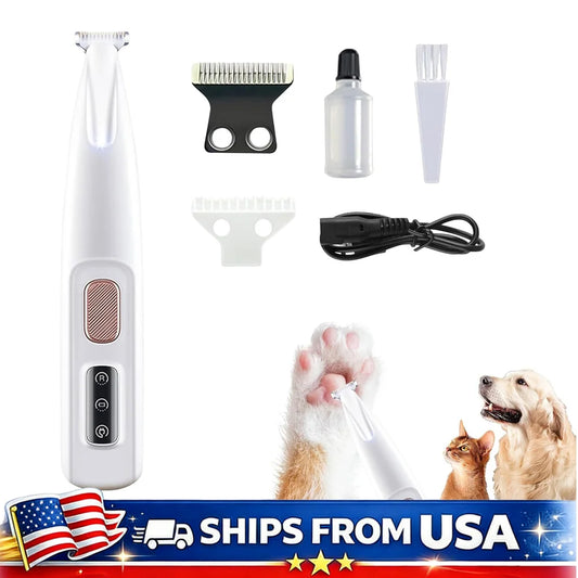 Cat Dog Paw Trimmer Rechargeable Grooming Clippers With LED Light