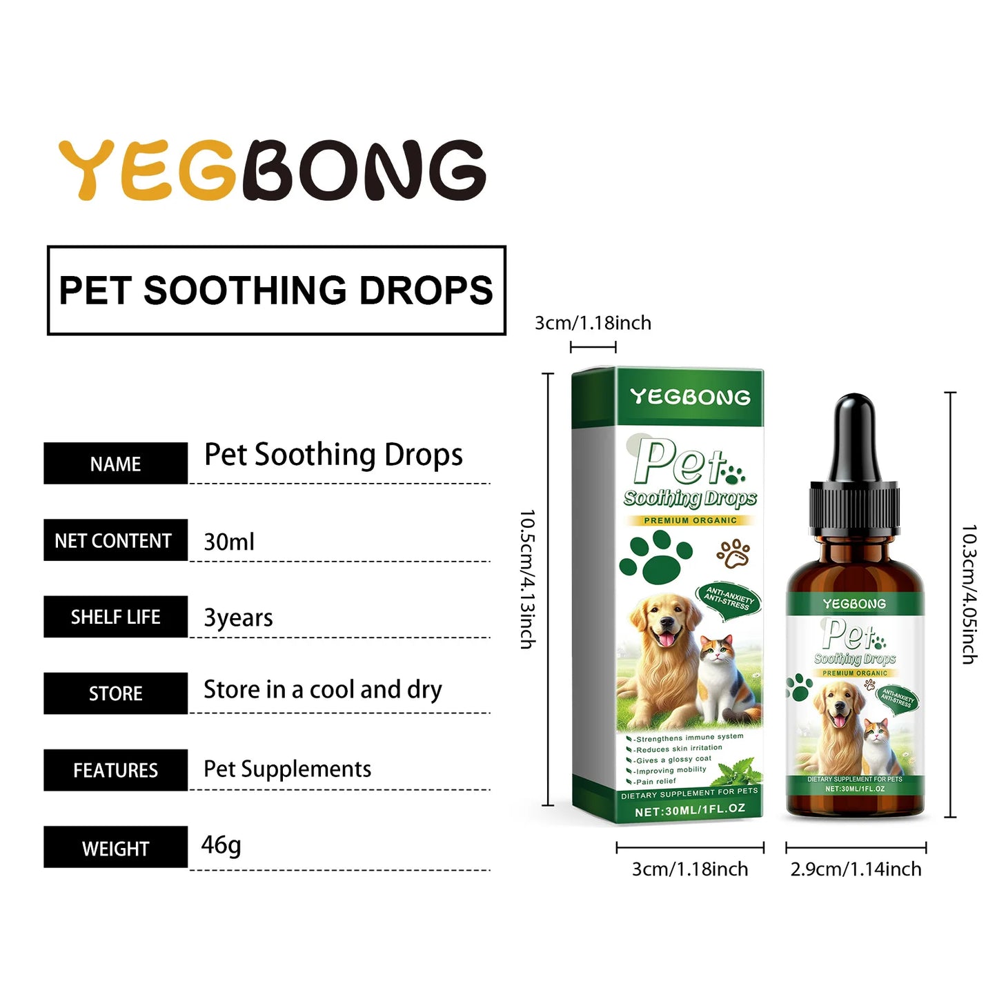 YEGBONG Pet Soothing Drops for Skin Health and Calming