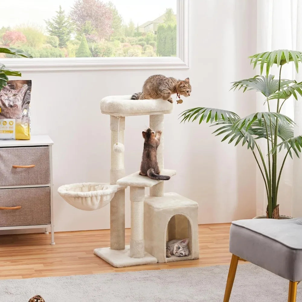 NONECN Cat Tree Tower With Condo Nest And Scratching Posts