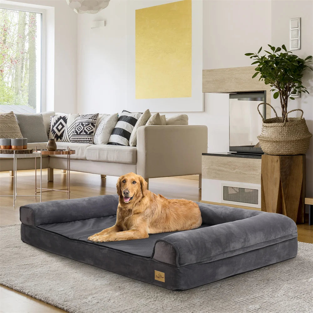 BORWARTCN Calming Dog Bed Orthopedic Memory Foam Waterproof Removable Cover