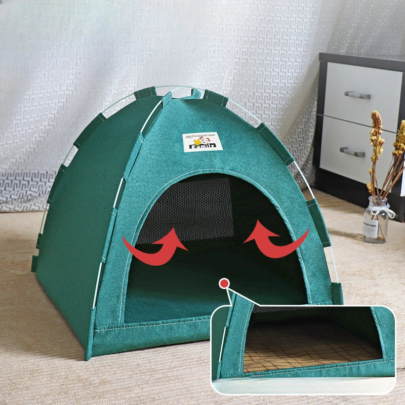 Foldable Pet House Universal Four Seasons Cat Dog Nest Outdoor Portable Breathable Tent