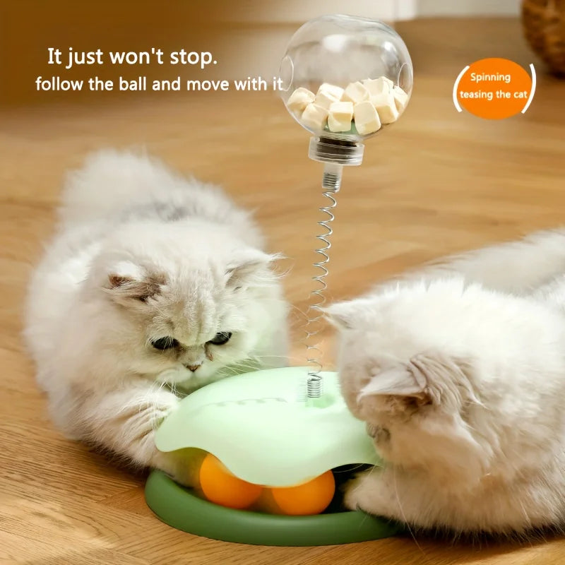 Turntable Cat Toy Treat Dispenser 3 In 1 Self Entertainment