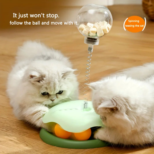 Turntable Cat Toy Treat Dispenser 3 In 1 Self Entertainment