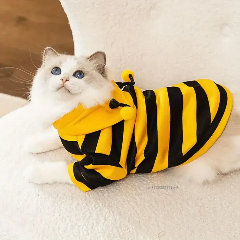 Bee Pet Puppy Coat Outfit Winter Warm Dog Hoodie Costume