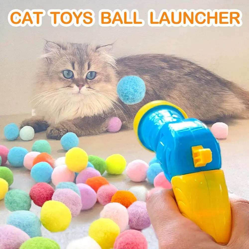 Interactive Cat Ball Launcher Toy With Plush Balls For Cats