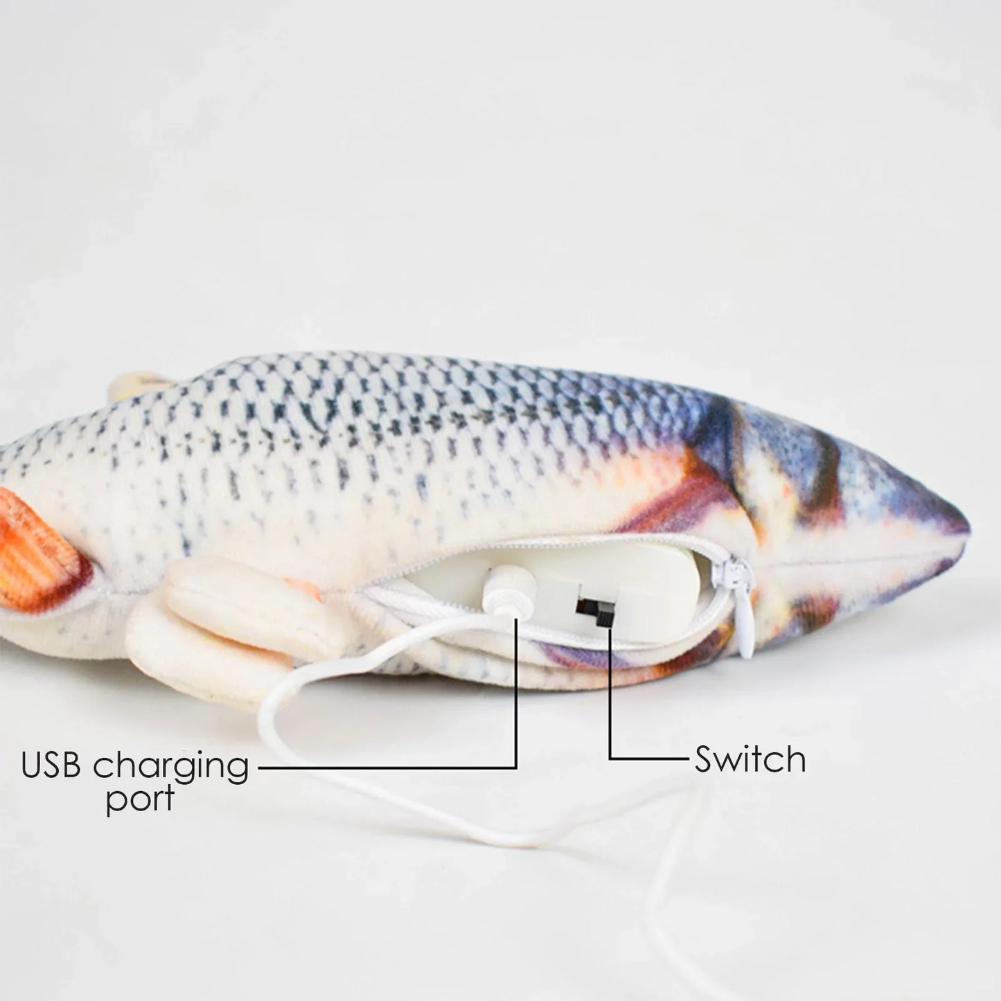 USB Charger Fish Cat Toy Interactive Floppy Realistic Chew