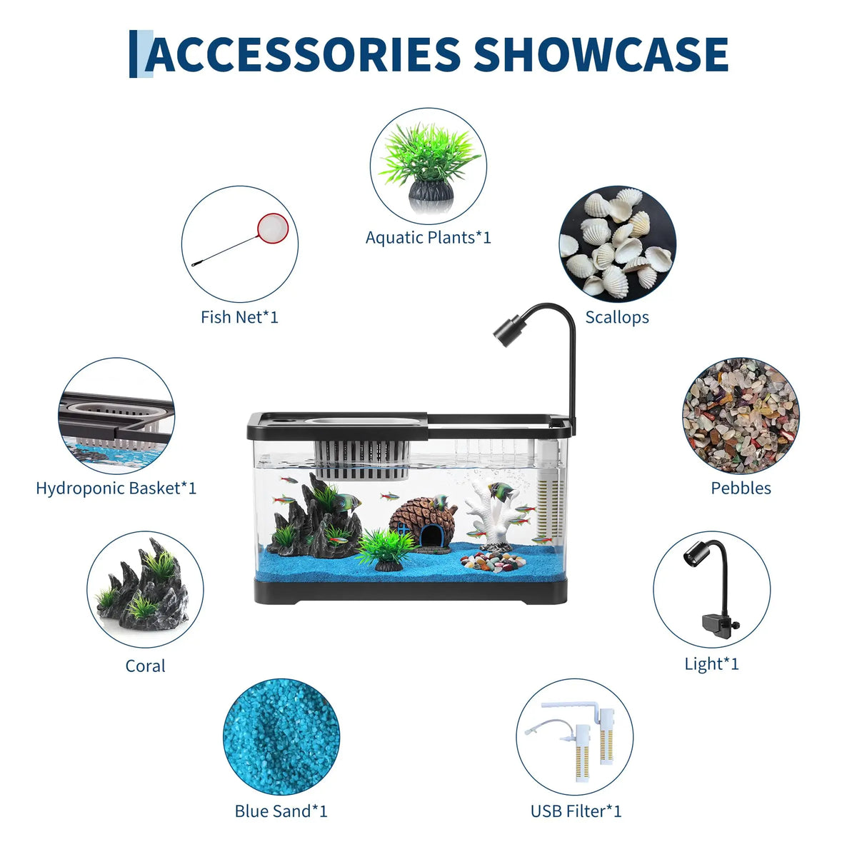 Complete Fish Tank Starter Kit With Filter And Light For Aquatic Pets