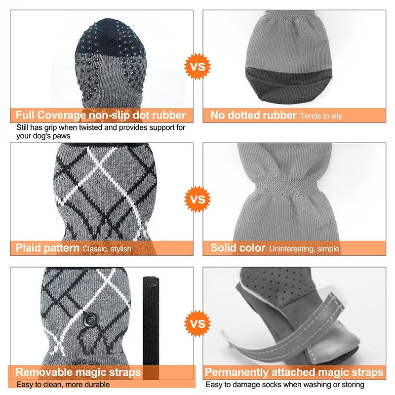 NONECN AntiSlip Dog Socks Paw Protectors For Indoor Outdoor Traction