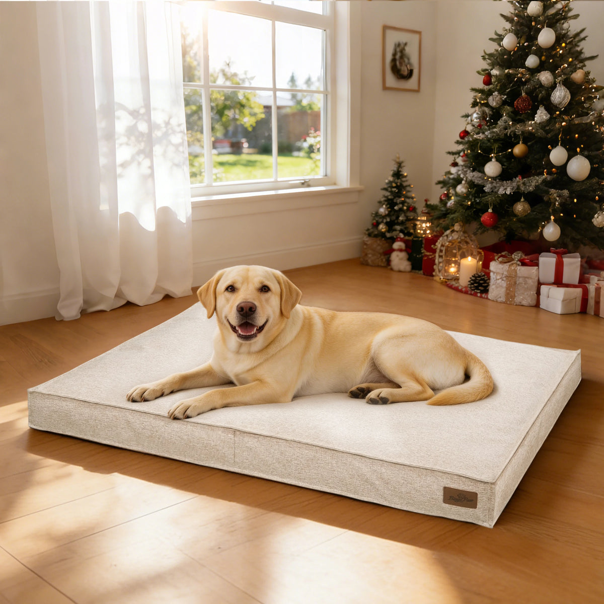 Borwart Orthopedic Linen Dog Bed With Removable Waterproof Cover