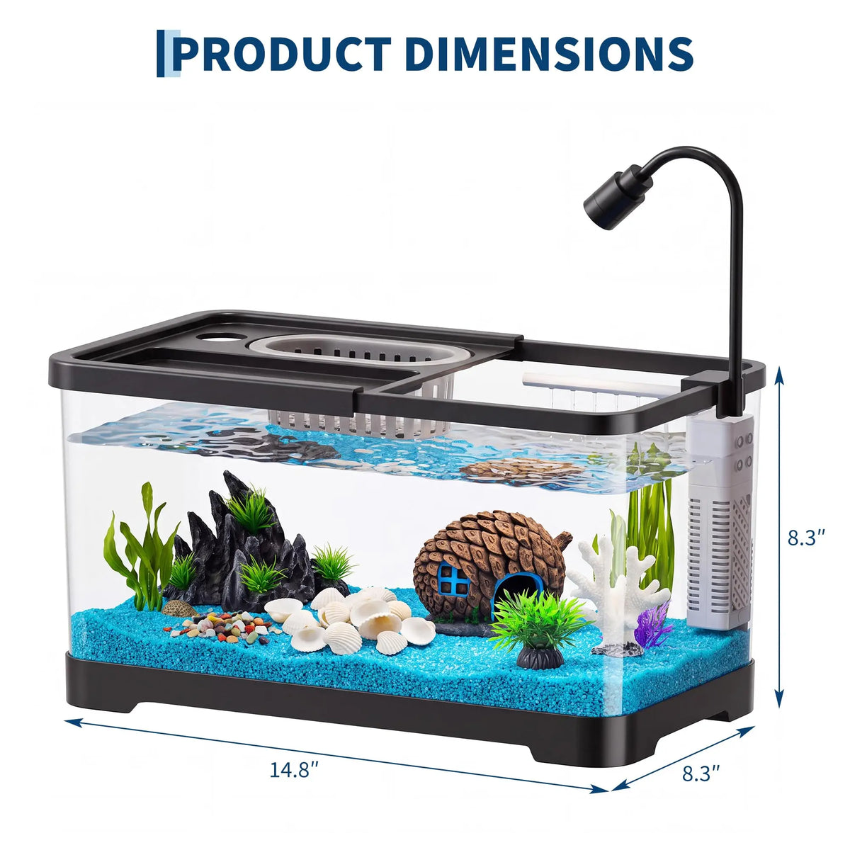 Complete Fish Tank Starter Kit With Filter And Light For Aquatic Pets