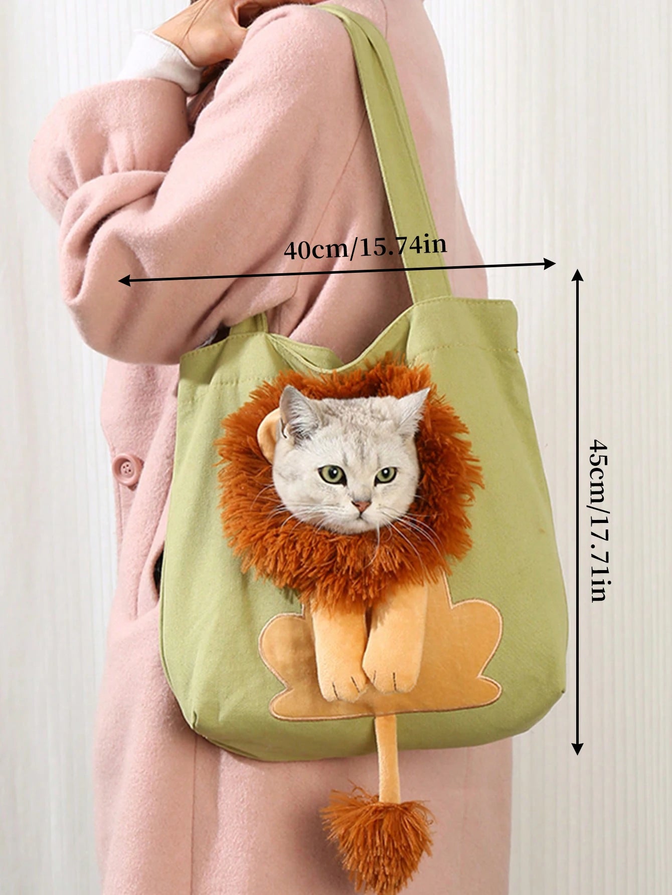 Lion Shaped Cat Carrier Bag Portable Polyester Shoulder Tote
