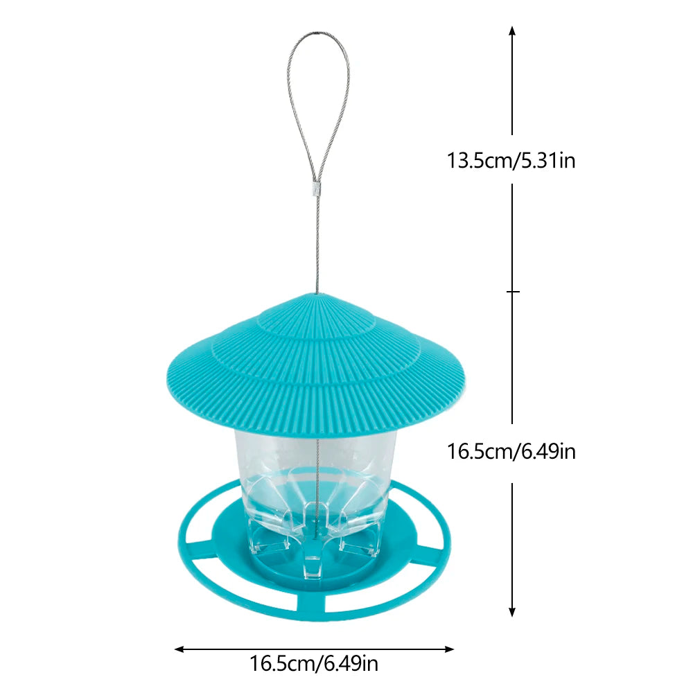 Garden Hanging Bird Feeder With Terrace Roof And Rope Hook