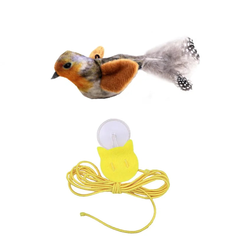 Wall Mounted Sound Activated Plush Bird Catnip Kitten Toy