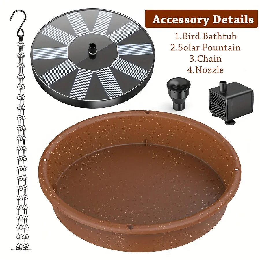 Solar Powered Pond Fountain With Multi-Pattern Nozzles IPX8 Outdoor