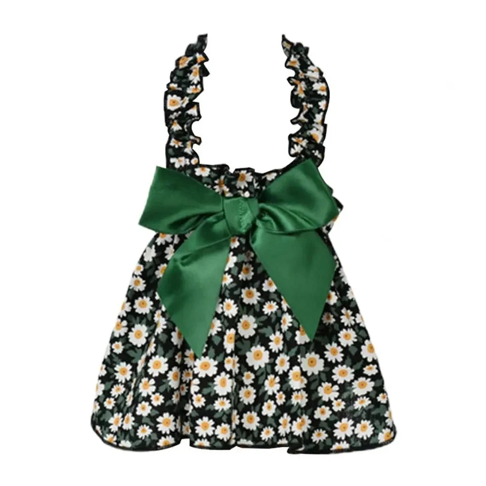 Cat Dog Sleeveless Flower Dress Princess Style Summer Outfit