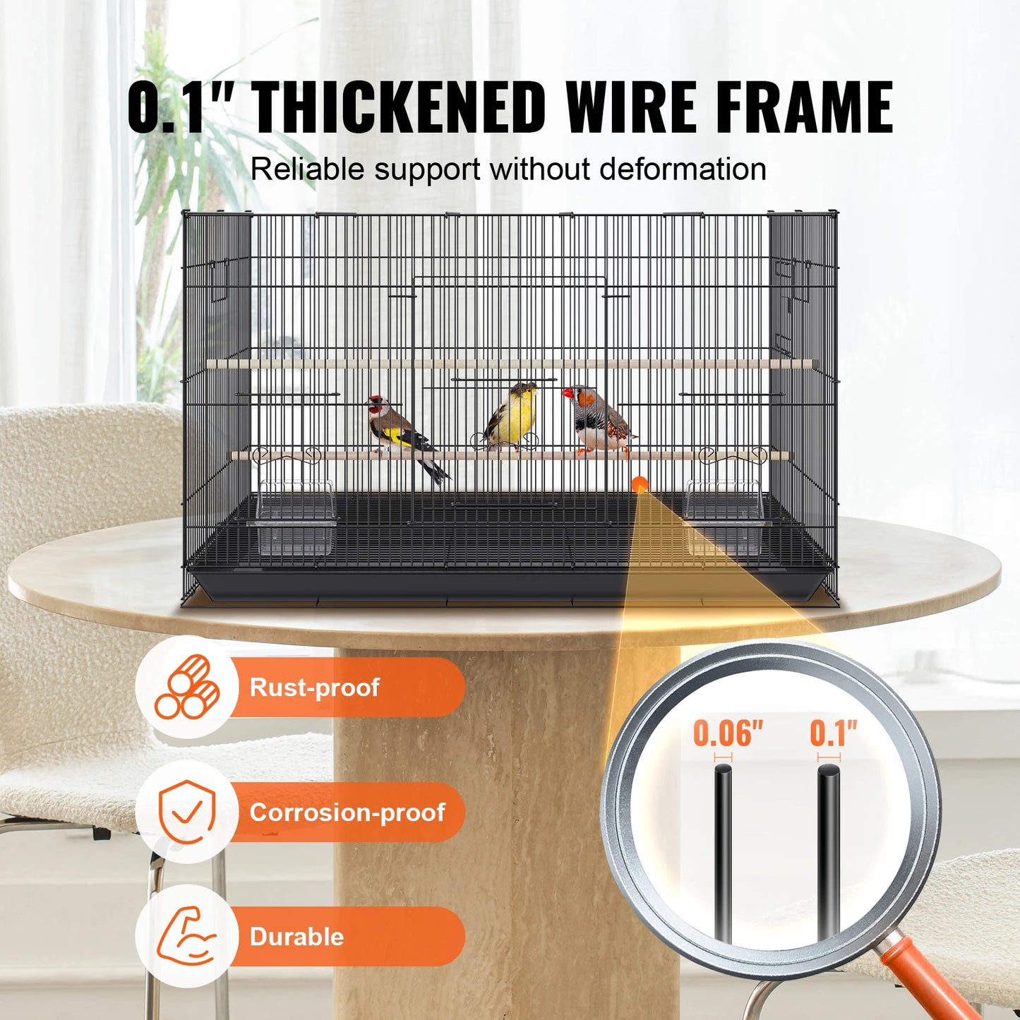 SucceBuy Stainless Steel Parakeet Cage With Rolling Stand Tray