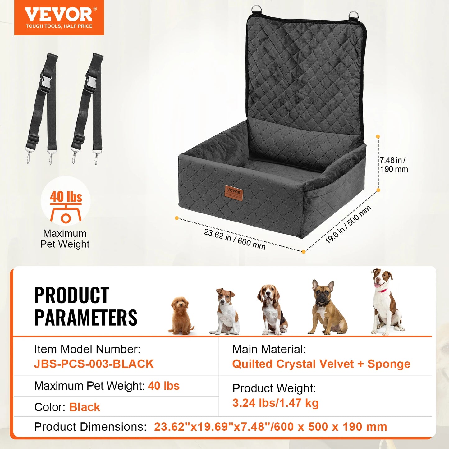 SucceBuy Waterproof Dog Car Seat Booster With Leash