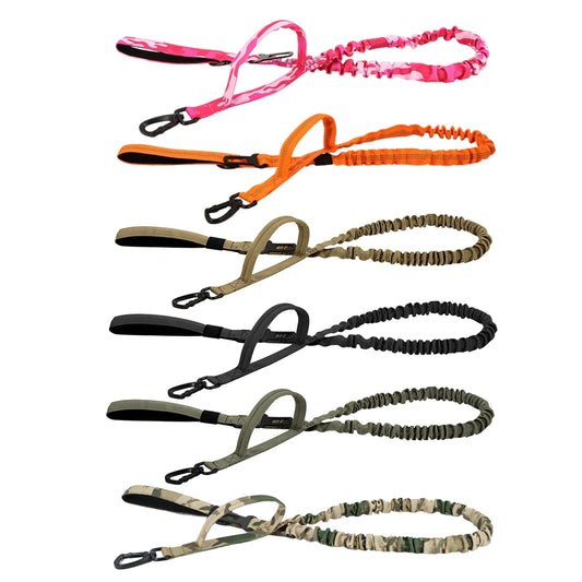 PETRAVELCN Military Dog Leash Quick Release Elastic Rope Dual Handle