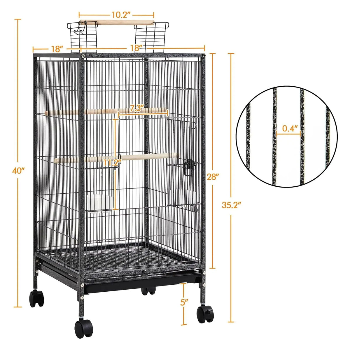 Studyset Small Bird Cage With Wheels And Top Stand Carrier