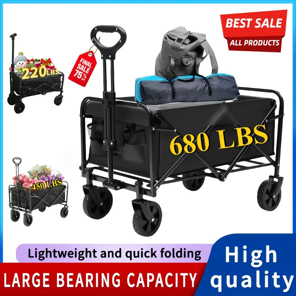 Heavy-Duty All-Terrain Folding Cart With Stainless Steel Frame